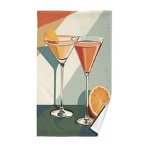 Yayeee 2 Pack Hand Towels for Bathroom 100% Cotton 16" x 28" Kitchen Towel, Mid Century Orange Juice