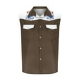 thumbnail image 5 of Odbmxy Men's Tank Shirts Lapel Sleeveless Mens Clothes Regular Leisure Graphic Button up Cardigan Shirts,Brown XXL, 5 of 5