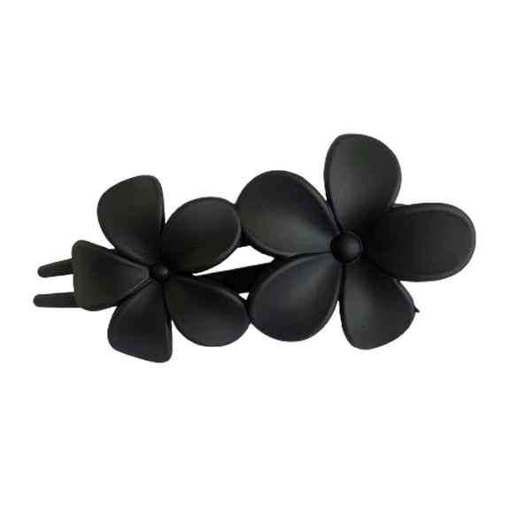 Xinwanna Girl Hair Clip Flower Decor Solid Color Elastic Spring Fix Tightly Anti-slip Hair Decoration Frosted Pointed Sticks Lady Hairpin Hair Accessory (Black)