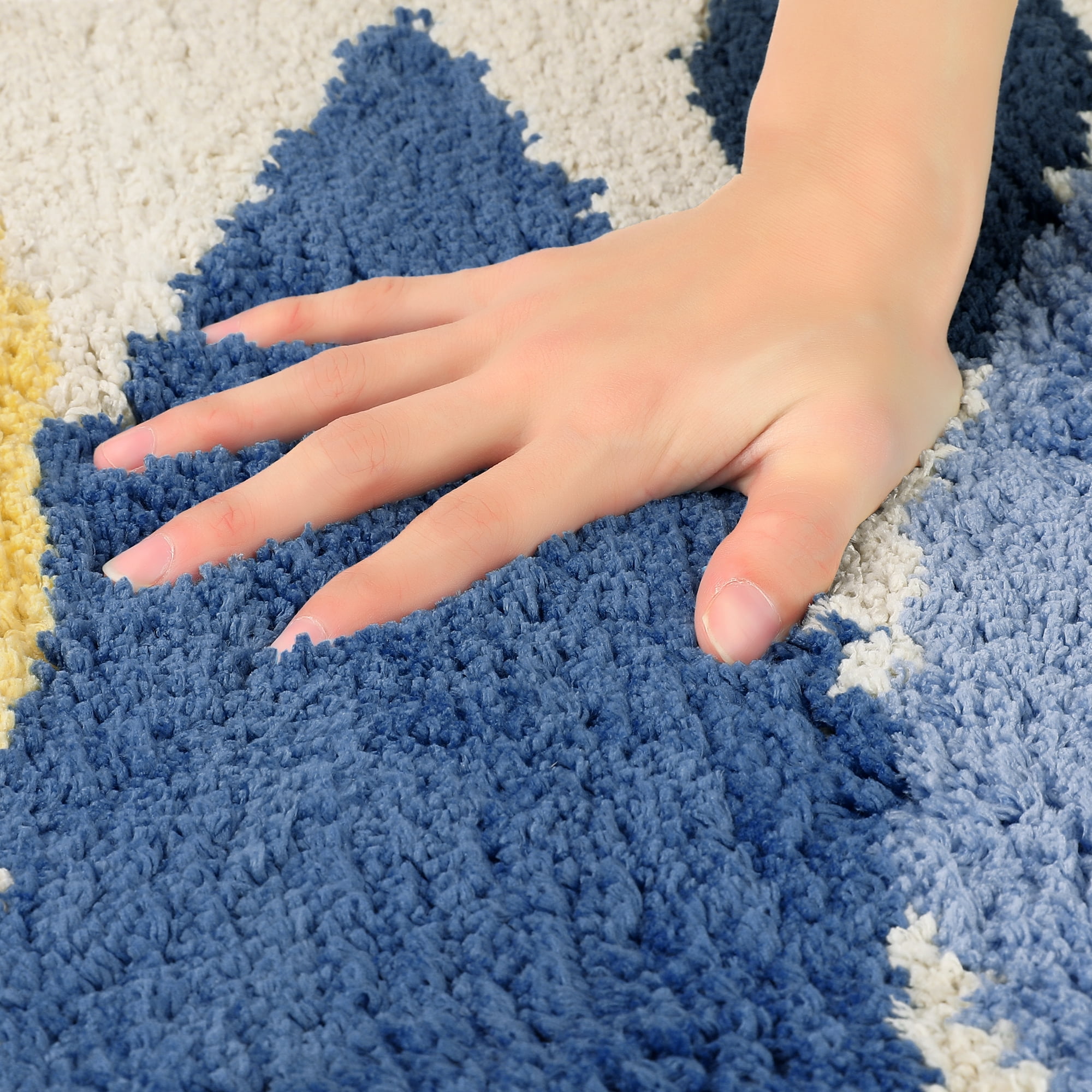 Unique Bargains 2 Pcs Printing Non-Slip Bathroom Mats Soft Plush Fluffy Bath Rugs Leaves-3 16" x 24"