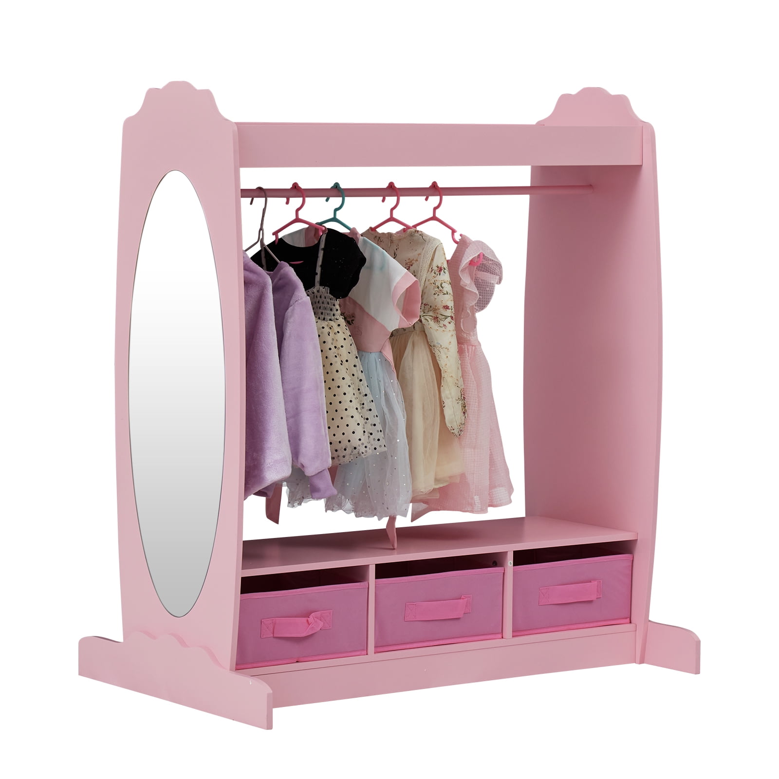 Hot Pink White Rattan Closet for  American Girl Dolls To Storage Clothes 