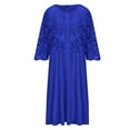 thumbnail image 6 of qolati Mother of The Bride Suits Plus Size Shorts Sleeve Swing Midi Dresses Long with Sheer Embroidered Cardigan Wedding Outfit Evening Cocktail Party 2 Piece Sets, 6 of 8