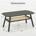 thumbnail image 3 of Gymax 2-Tier Coffee Table w/ Rattan Storage Shelf & Rubber Wood Legs for Living Room, 3 of 10