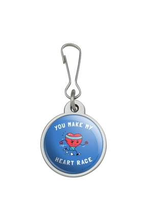 You Make My Heart Race Funny Humor Jacket Handbag Purse Luggage Backpack Zipper Pull Charm
