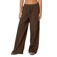 thumbnail image 2 of Women's High Waisted Oversized Baggy Wide Leg Sweatpants Gym Yoga Lounge Athletic Trousers with Pockets, Coffee L, 2 of 7