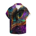thumbnail image 5 of Carnival Hawaiian Shirt for Men Summer Short Sleeve Button Down Shirts Fashion Mardi Gras Printed Turndown Collar Beach T Shirts Vacation Holiday Tops, 5 of 7