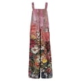 thumbnail image 5 of Women's Floral Print Overalls - Adjustable Straps Sleeveless Cotton Romper with Pockets for Summer Casual ,Pink,, 5 of 8