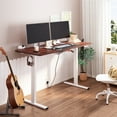 thumbnail image 3 of FunniHomi 60" x 24" Electric Height Adjustable Standing Desk with Hooks, Whole-Piece Desktop Cable Management Tray, and Built-in Power Outlet, Ergonomic Sit-Stand Desk for Home Office(2 Packages), 3 of 11