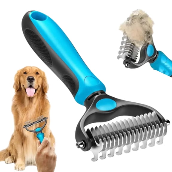 Pet Dematting Undercoat Rake, Pet Brush Double Sided Shedding and Dematting Comb for Dogs