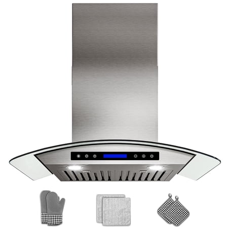 GIMSOL 36" Wall Mount Range Hood, 900 CFM, 4-Speed Touch Control, Stainless Steel, Ducted