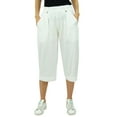 thumbnail image 3 of Bimba Women's Rayon Capri Culottes with Back Elastic Casual Summer Pants With Pockets White - Medium, 3 of 8