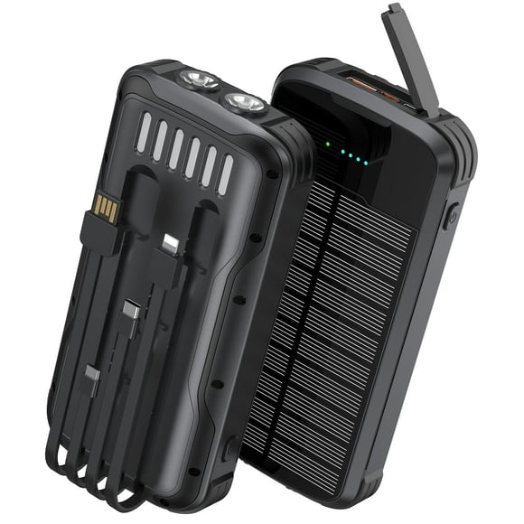 Batería externa SOXONO, 4000 mAh, solar, carga rápida, 20 W, color negro
