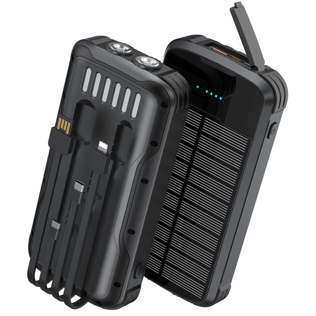 Batería externa SOXONO, 4000 mAh, solar, carga rápida, 20 W, color negro