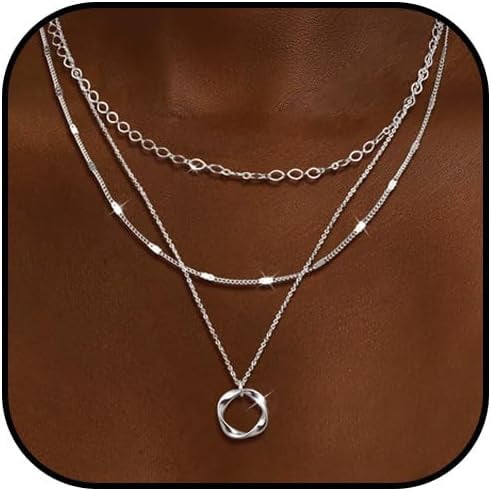 Gold Layered Necklaces for Women Gold Necklace Stack Dainty Necklace for Women Layering Herringbone Paperclip Necklace for Women Charm Necklace Gold Jewelry Gifts for Women