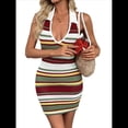 thumbnail image 2 of Vestido Halter de Verano Y2k para Mujer, de Punto, con Cuello en V, Rayas y Espalda Abierta, Ajustado y Minivestido. Verde S, 2 of 10