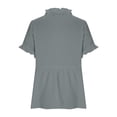 thumbnail image 4 of hoksml Women's Cotton V Neck Short Sleeve Peplum Blouse, Ruffle Trim Casual Tunic, Loose Fit Top for Daily and Office Wear, 4 of 8