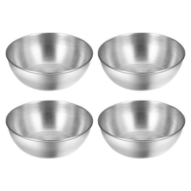 Hemoton 4 Pcs Plats à Sauce en Acier Inoxydable Bols à Trempette Ronds Soucoupe Assiette d'Apéritif