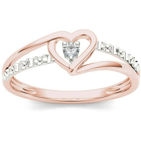 1/20 Carat T.W. Diamond Split Shank Two-Tone Heart 10kt Rose Gold Fashion