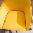 thumbnail image 2 of Modern Velvet Adjustable Office Chair, Yellow, Gold Legs, Universal Wheels, 2 of 20