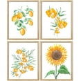 thumbnail image 3 of PixonSign Framed Summer Lemon Fruit Sunflower Plants Wall Art, Set of 4 Nature Wildeflowers Wall Decor Prints, Botanical Floral Wall Décor, Landscape Canvas Poster for Home - 11"x14" Natural, 3 of 5