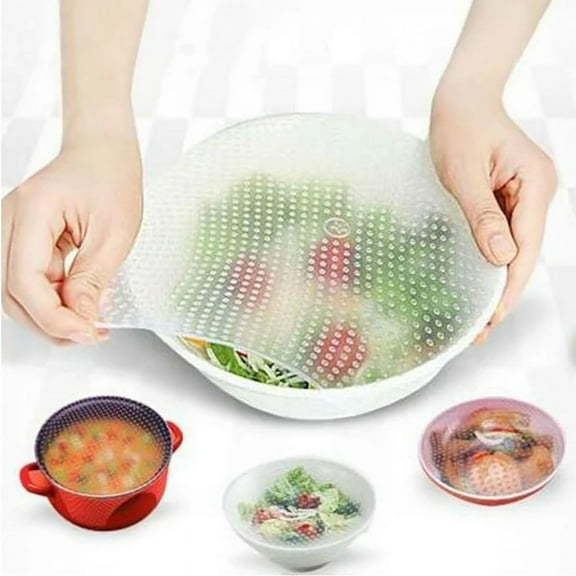 4pcs Set Reusable Silicone Food Wraps Seal Cover Stretch Multifunctional Food Fresh Keeping Wrap Kitchen Tools