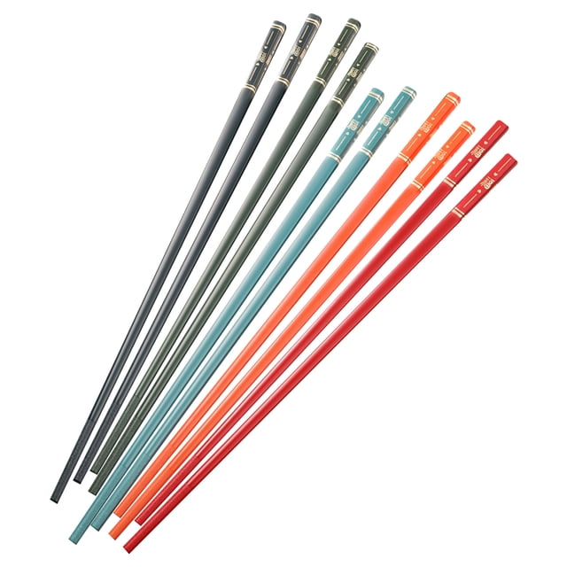 5 pares de palillos chinos reutilizables de fibra de vidrio, palillos chinos de estilo chino, aptos para lavavajillas, palillos chinos de cocina de aleación