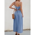 thumbnail image 3 of Vestido largo CUPSHE vestido de verano trenzado sin mangas con cuello en V azul, 3 of 7