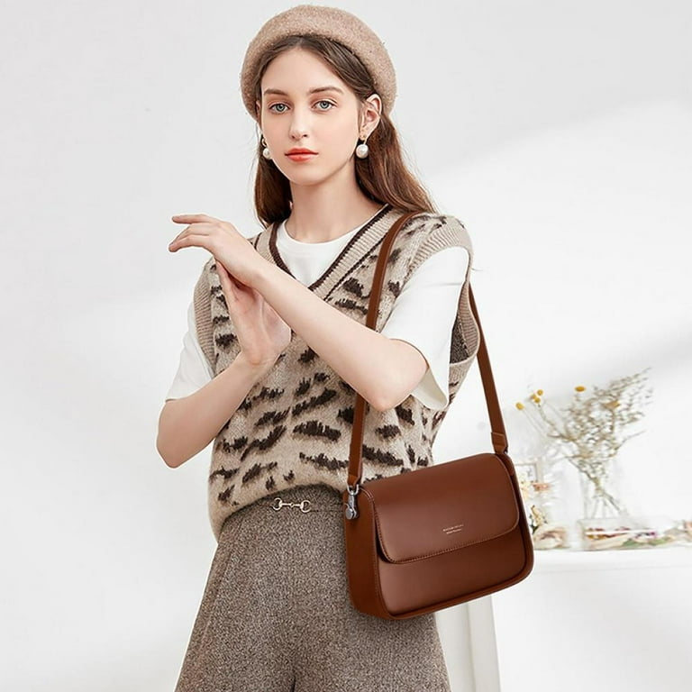 Genuine Leather Classic Crossbody Shoulder Bag for Women, Cellphone Bags  Card Holder Wallet Purse and Handbags with Adjustable Strap