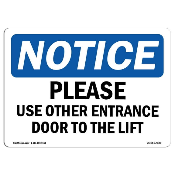 OSHA Notice Sign - Please Use Other Entrance Door To The Left | Plastic Sign | Protect Your Business, Work Site, Warehouse & Shop Area | Made in the USA