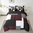 thumbnail image 3 of Black and White Striped 7 Pcs Comforter Set Queen, Red Cheetah Bed in A Bag Women,Modern Bedding Sets,Geometric Reversible Bed Sets with Sheet Set Microfiber, 3 of 5
