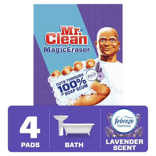 Mr. Clean Magic Eraser Bath Cleaning Pads with Durafoam, Lavender Scent