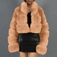 thumbnail image 3 of Winter Coats for Women Zpanxa Women Solid Color Long Sleeve Shaggy Lapel Faux Fur Coat, Warm Short Jacket Outwear, Oversized Lapel Outwear Jackets Khaki A XL, 3 of 4