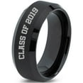thumbnail image 1 of Tungsten Graduating Class Of 2019 Band Ring 8mm Men Women Comfort Fit Black Beveled Edge Brushed Polished, 1 of 4