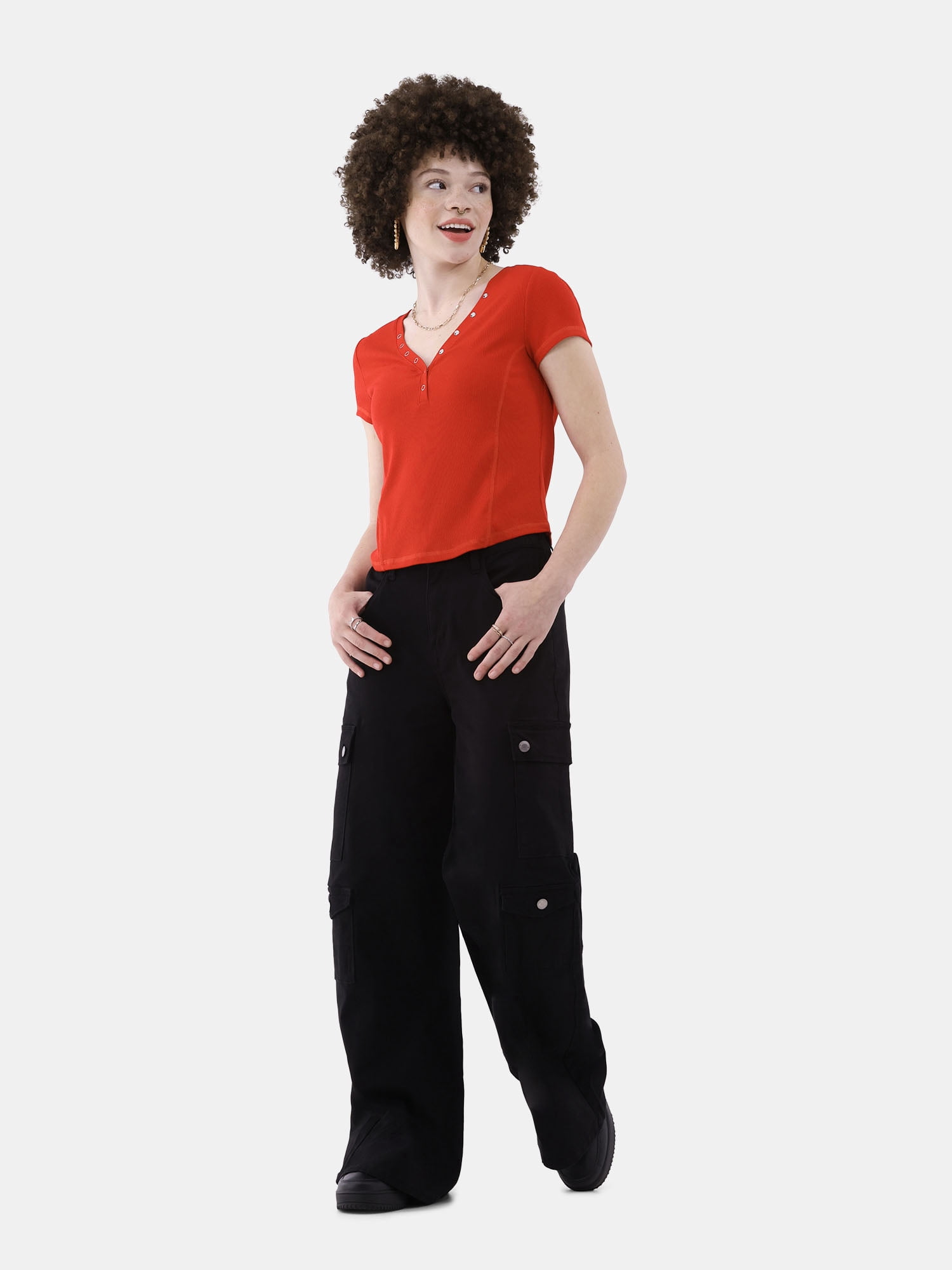 No Boundaries Baggy Cargo Jeans, 32” Inseam, Women’s
