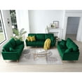 thumbnail image 1 of Accent Sofa Set of 3, Modern Sectional Couch Set with 1 3-Seat Sofa and 2 Loveseat, Upholstered Sofas with Metal Legs and Reversible Back Cushions, Green, 1 of 7