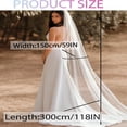 thumbnail image 2 of Cathedral Wedding Veil with Comb, 300 cm Length, 1 Tier Drop Style, Ivory Raw Cut, 2 of 5