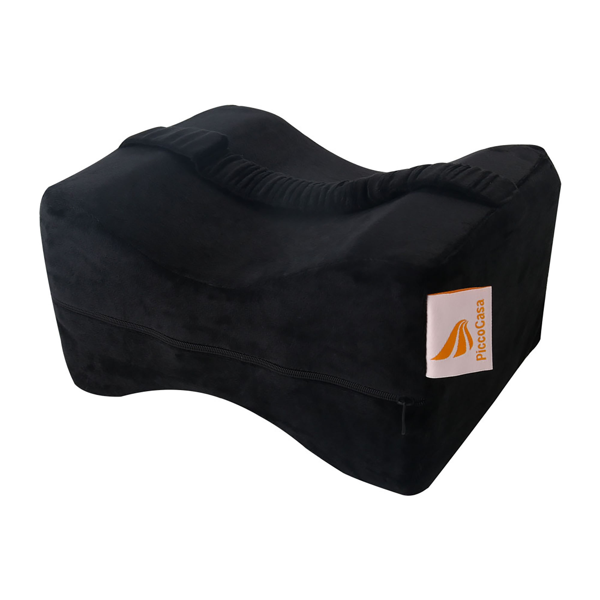 Knee Pillow To Ease Pain Memory Foam Pillow Wedge For side sleepers W Black Elastic Strap Covers