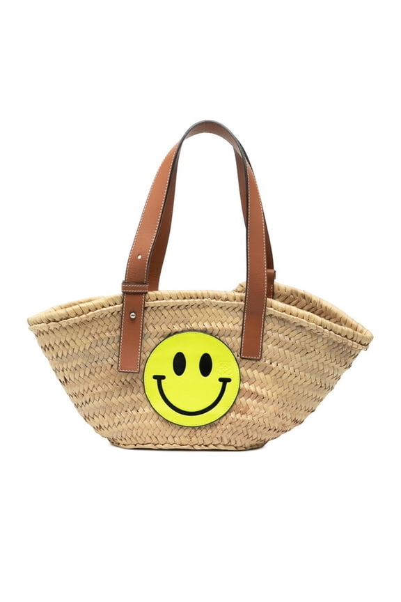 Pre-Owned Loewe Paula Basket Smiley Wink Tote Bag, Handbag, Beige/Brown Straw... (Good)