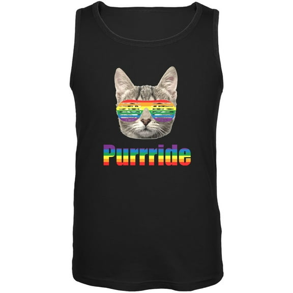 LGBT Purride Funny Cat Black Adult Tank Top - Small