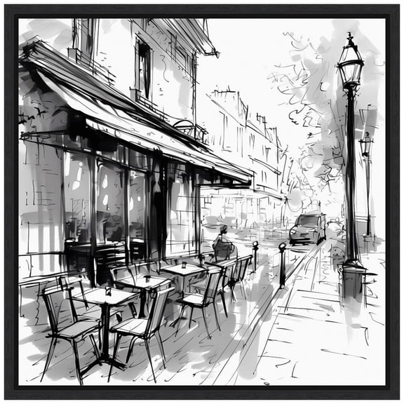 Amanti Art Paris Cafe I Framed Canvas Wall Art Print