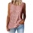 thumbnail image 6 of Women's Sequin Tank Tops Summer Casual Slim Fit Crewneck Sparkle Shimmer Sleeveless Blouse Tops, 6 of 9