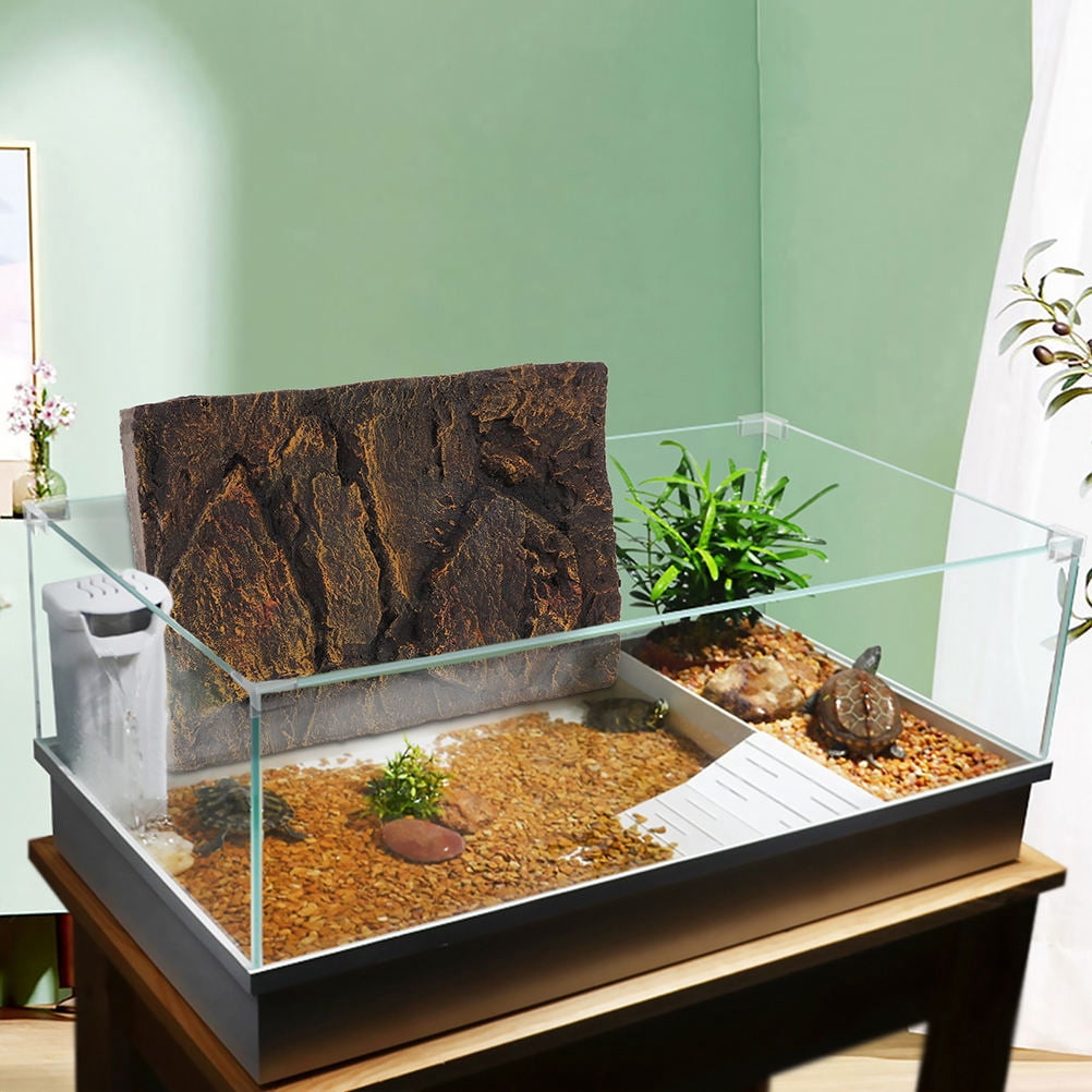 Tineasur 2-Pack Multi PU Turtle Tank Background Boards for Aquatic Turtle Habitats and Reptile Terrariums