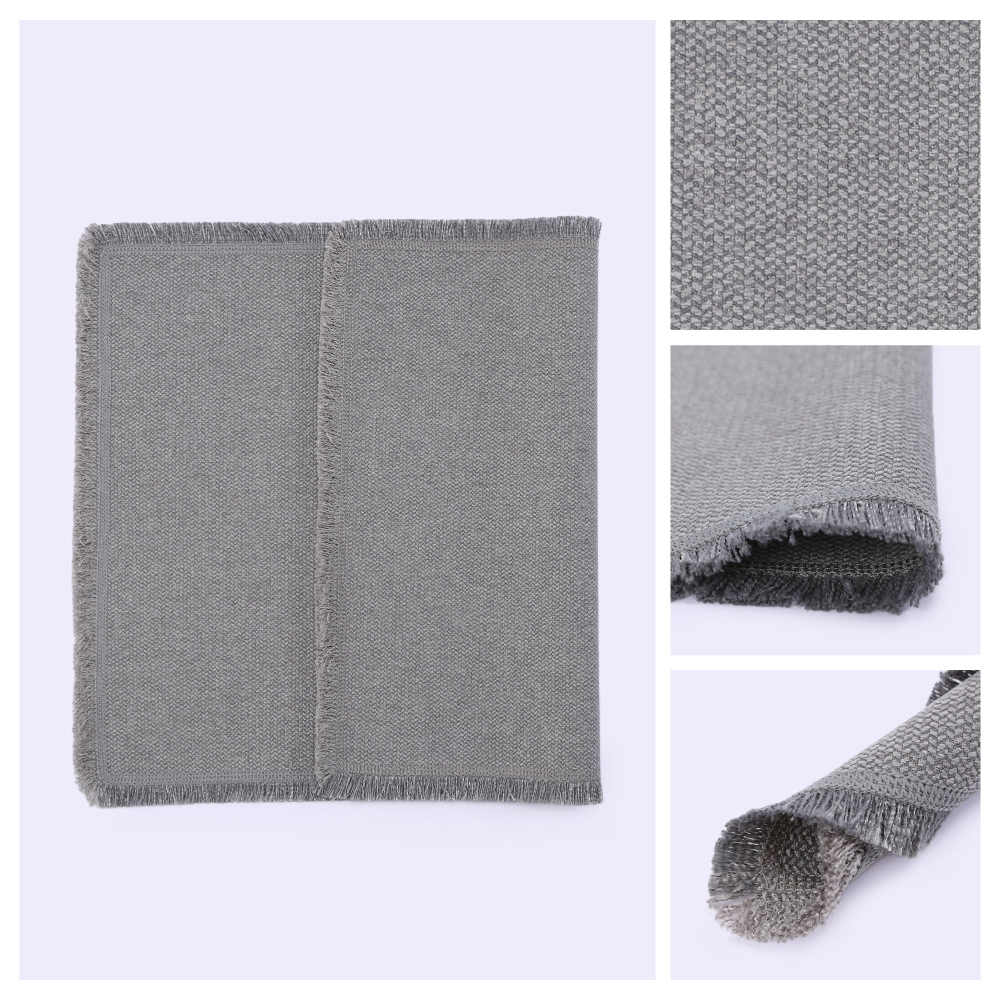 Unique Bargains Farmhouse Placemats 4pcs Cotton Linen Gray 17.7"x13"