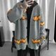 thumbnail image 4 of Suéter de punto, chaqueta para hombre, cárdigan con cuello en V, ropa para hombre, abrigo de rayas negras, ropa de otoño coreana, jersey informal de gran tamaño, algodón divertido, 4 of 5