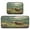 Cow in Green Rolling Hills, variant on 2-Piece Kitchen Rugs Set Non-Slip Mats Carpet Floor for Kitchen, Bathroom (19.7"x27.6" & 19.7"x47.2") Watercolor Powder Blue Pattern