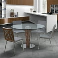 thumbnail image 5 of French Dining Chairs Set of 2 - Grey Fabric Upholstery, Walnut Back, Stainless Steel Legs, 5 of 5