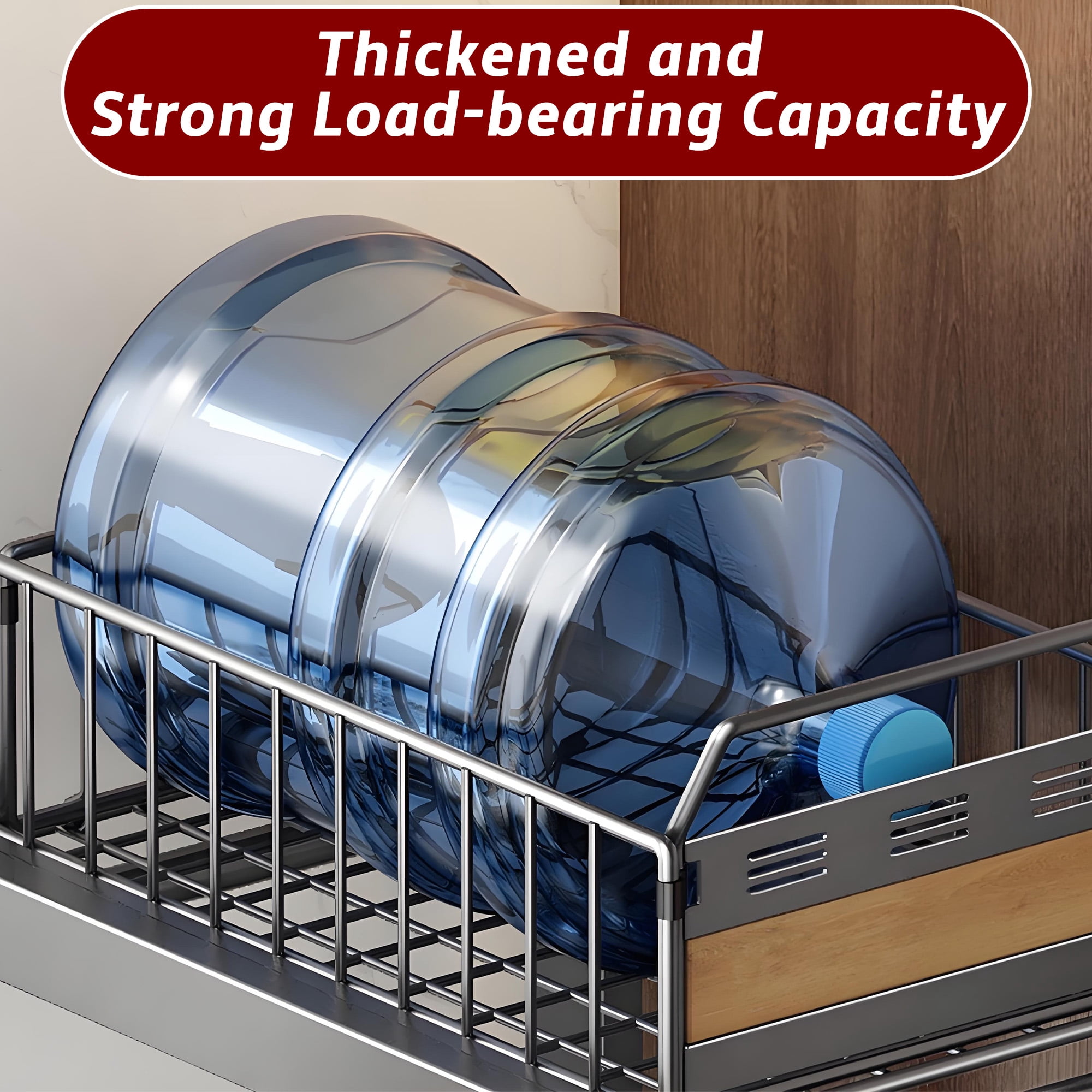 2-Tier Metal Under Sink Storage, Multi-Purpose Pull Out Cabinet Organizer, White Double Sliding Basket Organizer for Kitchen, Bathroom,