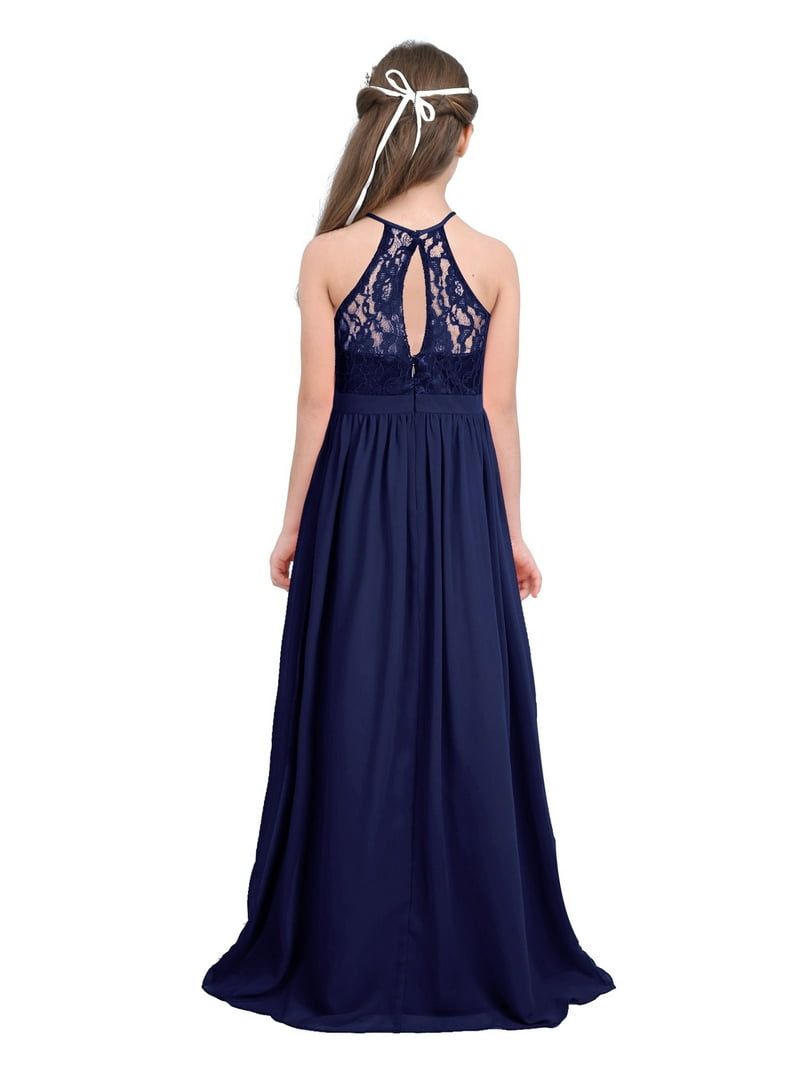light blue puffy dress Navy Blue Strapless Satin Prom Dress with Lace & 3D Flowers main image 1