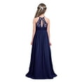 thumbnail image 2 of Eandarui Kids Girls Chiffon Halter Neck Maxi Flower Dress Wedding Bridesmaid Formal Party Navy Blue 14, 2 of 7