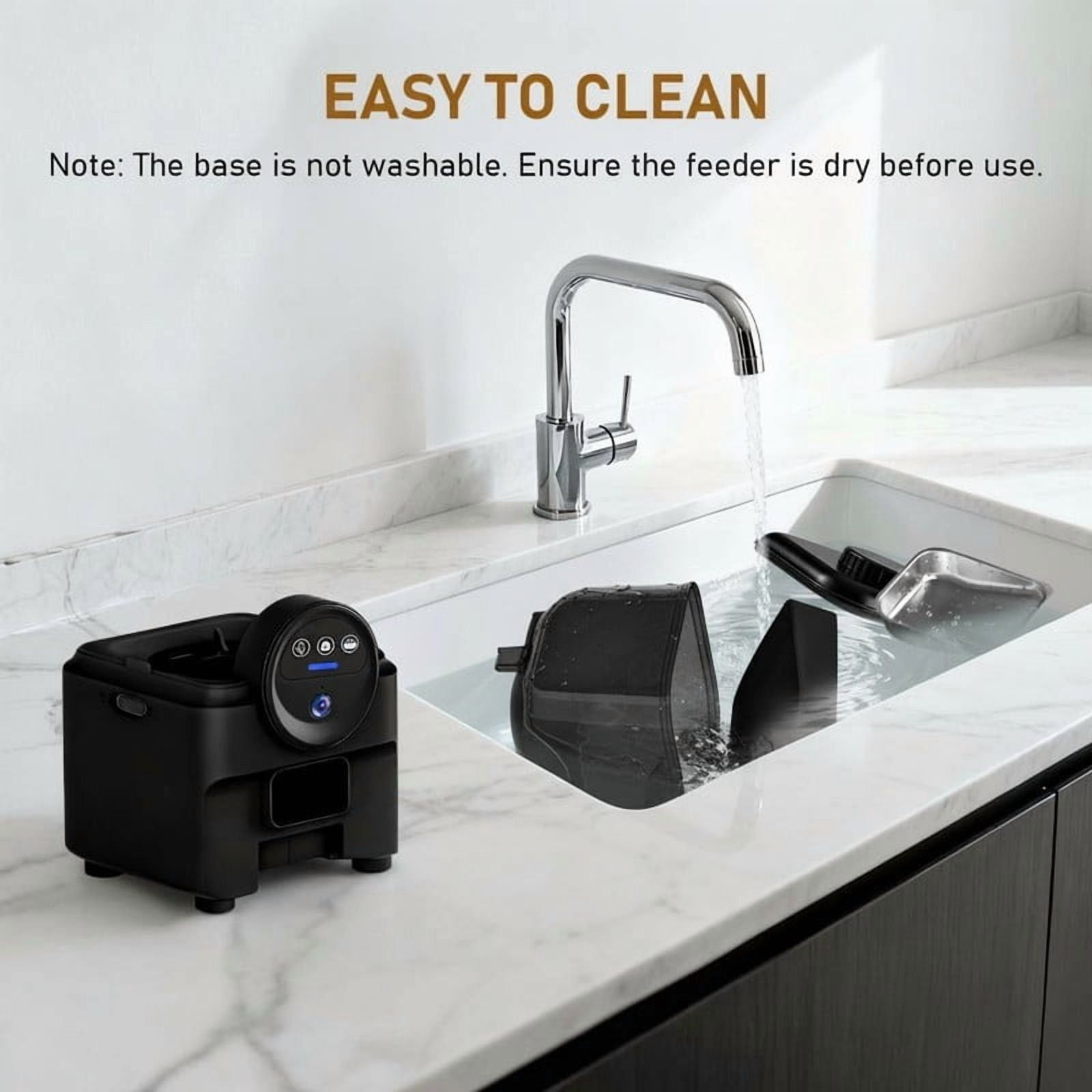 Topchances Automatic Pet Feeder, Dog Cat Food Dispenser with HD Camera, Smart Timed, APP Control, Dual Power Supply, Anti-Jam Design, 6.5L Large Capacity (Black)